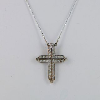 14K Gold & Diamond Jerusalem Opening Cross Magnetic Necklace