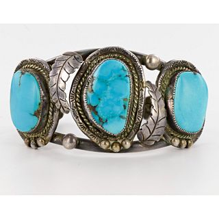 Beautiful Southwestern Sterling Silver & Turquoise Bracelet