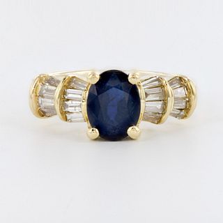Beautiful 14K Gold, Diamond, and Sapphire Ring
