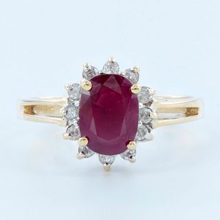 Lovely 14K Gold 1.67CTW Diamond and Ruby Ring