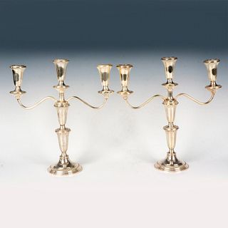 Pair of Empire Sterling Silver Candelabras