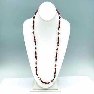 Beautiful Long Red Jasper Beaded Necklace