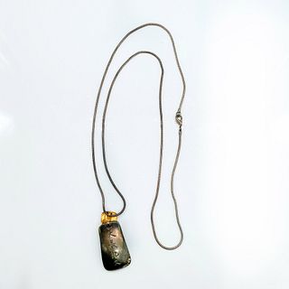 Vintage Chico's Brass Oriental Letters Pendant Necklace