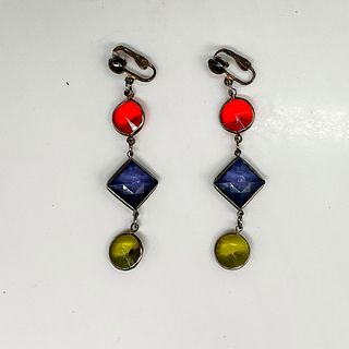 Vintage Stained Glass Dangle Earrings