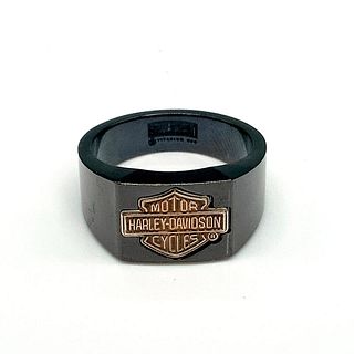 Harley Davidson Black Titanium and Sterling Silver Ring