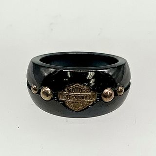 Harley Davidson Titanium & Sterling Silver Studded Ring