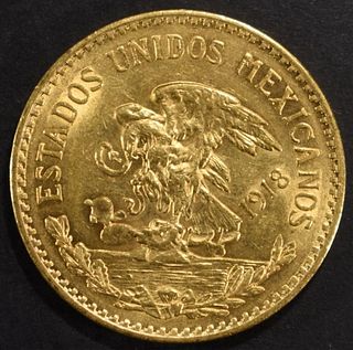 1918 MEXICO 20 PESO GOLD