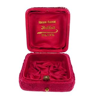 Victorian Red Velvet & Tufted Silk Jewelry Box--Blaye, France