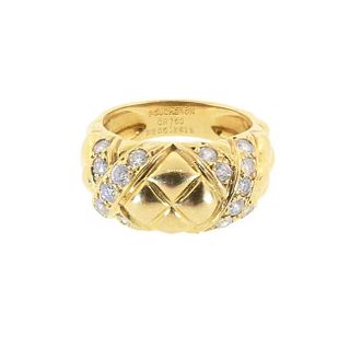 Boucheron 18K Gold & Diamond MatelassÃ© Ring