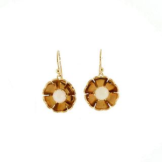 Retro 14K Gold & Opal Dangle Earrings