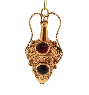 Venetian Etruscan 18K Gold, Citrine & Garnet Amphora-Form Fob/Charm
