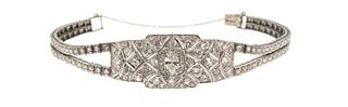 Art Deco Diamond Platinum 14k White Gold Bracelet Magnificent