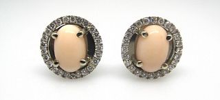 Napolitano Pink Coral Diamond Post and Clip-On Earrings