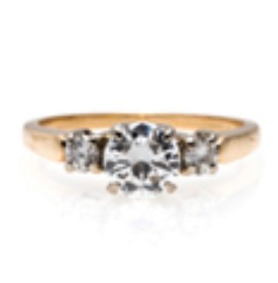 14K YELLOW & WHITE DIAMOND RING, 2.30 dwt., .99ct.TW ROUND H VS1 Center Diamond .30ct.TW ROUND WHITE Diamonds Size7.75