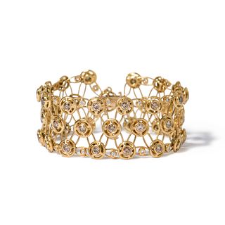18K YELLOW GOLD H. STERN DIAMOND BRACELET, 22.10 dwt., 4.00ct.TW ROUND BROWN Diamonds Size6.00