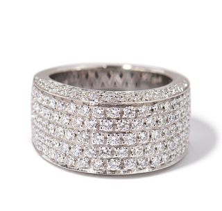 18K WHITE GOLD ITALIAN DIAMOND RING, 10.00 dwt., 2.14ct.TW ROUND WHITE Diamonds Size6.50