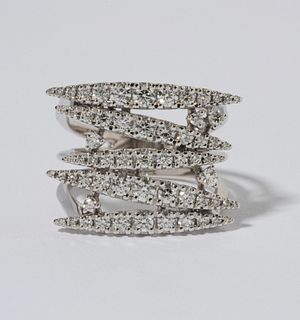 18K WHITE GOLD ITALIAN DIAMOND RING, 6.40 dwt., 2.00ct.TW ROUND WHITE Diamonds Size7.00