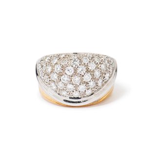 18K YELLOW & WHITE ITALIAN DIAMOND RING, 7.00 dwt., 1.77ct.TW ROUND WHITE Diamonds Size7.75