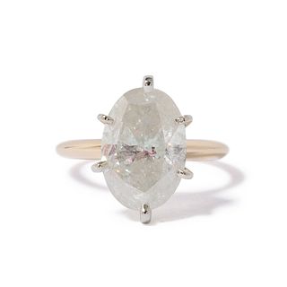 14K YELLOW & WHITE DIAMOND RING, 2.30 dwt., 4.50ct.TW OVAL ICE Diamonds Size6.25