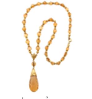 14K YELLOW GOLD CITRINE NECKLACE, 20.30 dwt., 40.00ct.TW BEADS CITRINE Â  50.00ct.TW TEAR DROP CITRINE Â  Size17.00