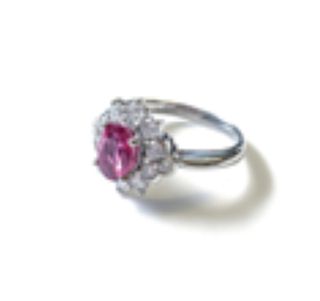 PT900 RUBY & DIAMOND RING, 3.60 dwt., .73ct.TW ROUND WHITE Diamonds 1.26ct.TW OVAL RUBY REDÂ  Size6.00