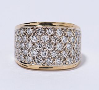 14K YELLOW & WHITE DIAMOND RING, 5.90 dwt., 1.60ct.TW ROUND WHITE Diamonds Size6.00