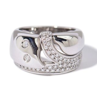 18K WHITE GOLD ITALIAN DIAMOND RING, 8.30 dwt., .34ct.TW ROUND WHITE Diamonds Size7.00