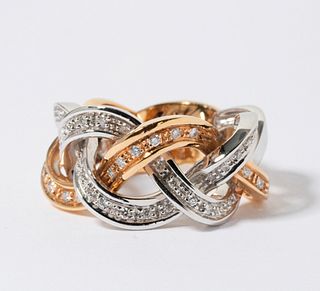 18K WHITE & ROSE ITALIAN DIAMOND RING, 8.30 dwt., .48ct.TW ROUND WHITE Diamonds Size6.25
