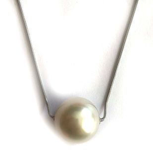 18K WHITE GOLD PEARL NECKLACE, 6.30 dwt., .00ct.TW ROUND PEARL WHITEÂ  Size16.00