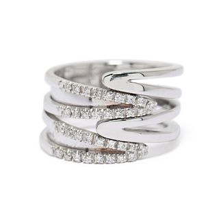 18K WHITE GOLD SALVINI DIAMOND RING, 7.70 dwt., .28ct.TW ROUND WHITE Diamonds Size6.75