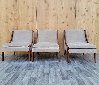 Upholstered Mid Century Modern Ben Seibel Slipper Chairs Set