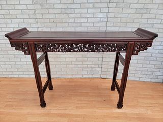 Antique Chinese Carved Ornate Rosewood Altar Console Table