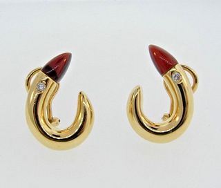 Manfredi 18k Yellow Gold, Diamond & Garnet Earrings