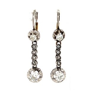 Art Deco Platinum Diamond Drop EarringsÂ 