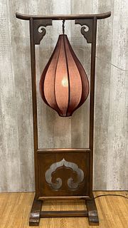 VINTAGE SHANXI PROVINCE ELM BROWN LANTERN FLOOR LAMP