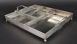 Tiffany Sterling Silver and Glass Divided Tray