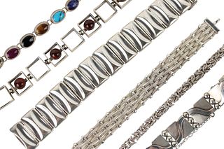 Six Vintage Sterling Silver Bracelets