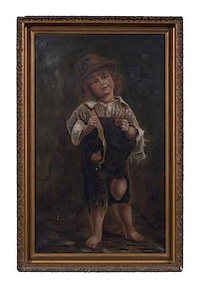 Oil Painting of Shabby Boy by M.E. Maddy 