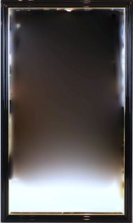 Black Lacquered and Parcel-Gilt Framed Mirror