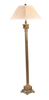 Brass and Marble Columnar Floor Lamp