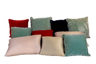 Ten Upholstered Throw Pillows