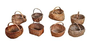 Eight Splint Woven Baskets