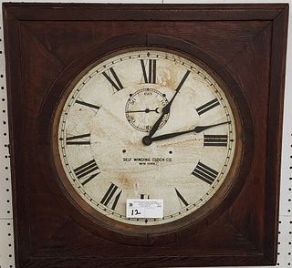 Vintage Oak Self Winding Clock Co Ny - 20.5"H X 20.5"W X 6.25"D
