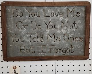 Punched Tin Framed Saying "Do You Love Me Or Do You Not You Told Me Once But I Forgot" - 10.25" X 15.25"