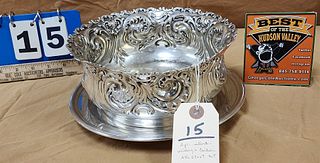 Whiting & Cartier Sterling: Whiting Sterling Bowl - 3.75"H X 8.75" Diam - 17.06 Ozt & Cartier Dish 9.5" Diam 8.16 Ozt - (25.22 Ozt Total)