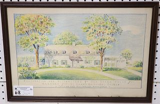 Framed Kingston Ulster Co Ny Architectural Firm Teller And Halverson Color Pencil Drawing Restoration Of The Old Stone House Rectory For St. John'S Ep