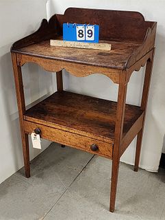 19thC Tiger And Birdseye Maple 1 Drawer Wash Stand 36"H X 22 1/2"W X 15 1/2"D