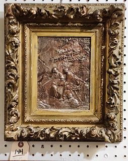 Framed Vict Silver Gilt Embossed Copper 8 1/2" X 6 1/2" And 15" X 13" W/ Frame