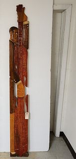 Folk Art Carved Wooden Totem Sgnd Lavonvain Williams "Kiss Me Hilt" 83" X 10"