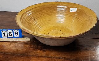 Turkish Lg. Glazed Terra Cotta Bowl 8.5"H X26"Diam